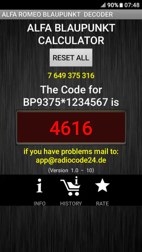 Blaupunkt Alfa RadioCodeDecode screenshot