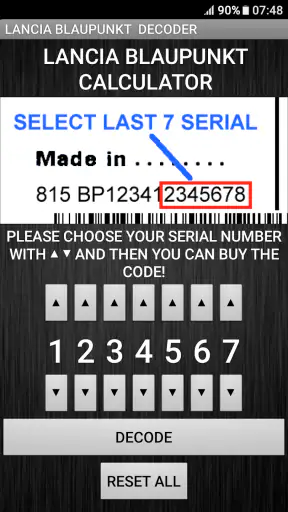Blaupunkt Lancia Radio Code screenshot