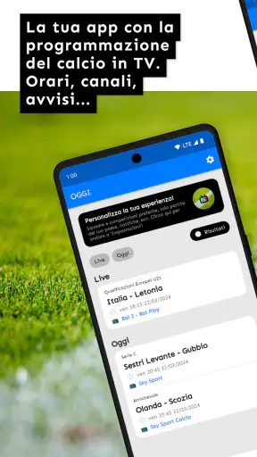 Calcio e TV: Le partite in TV screenshot