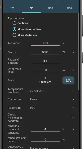 Calcoli Elettrici screenshot