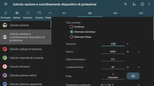 Calcoli Elettrici screenshot