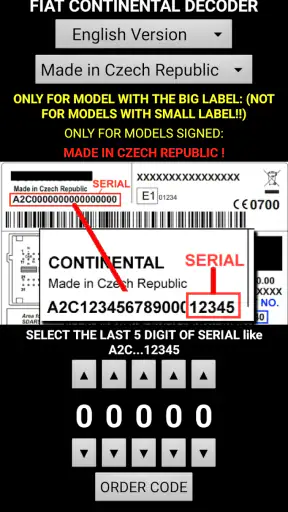 FiatContinental Radio Code A2C screenshot
