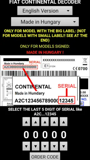 FiatContinental Radio Code A2C screenshot