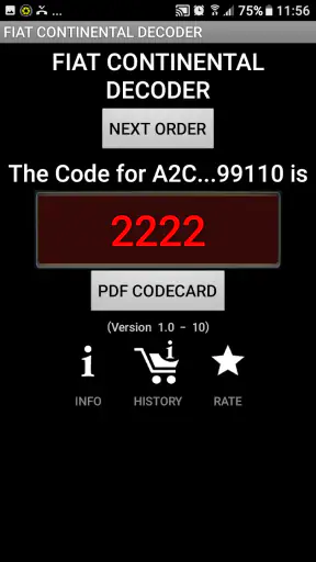FiatContinental Radio Code A2C screenshot