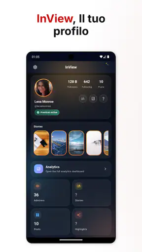InView, Vedi profilo screenshot