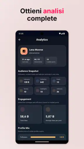 InView, Vedi profilo screenshot