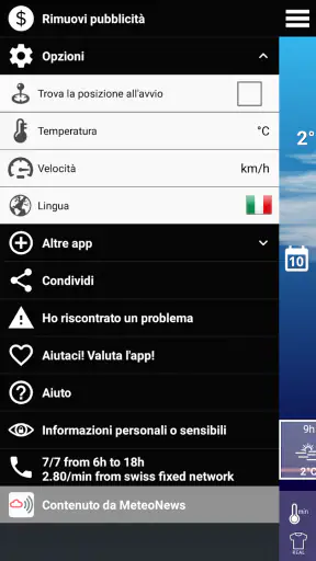 Meteo svizzero screenshot