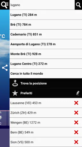 Meteo svizzero screenshot