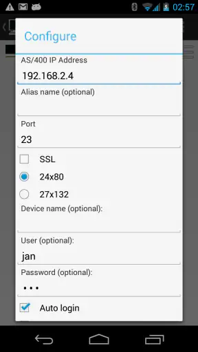 Mocha TN5250 screenshot