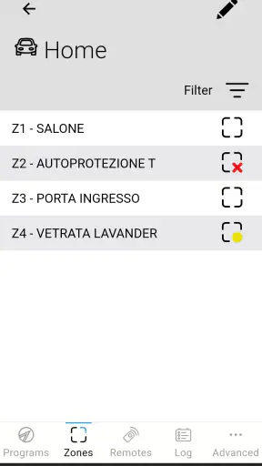 myTecnoalarm TCS screenshot