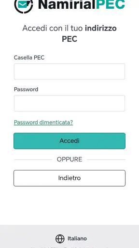Namirial PEC screenshot
