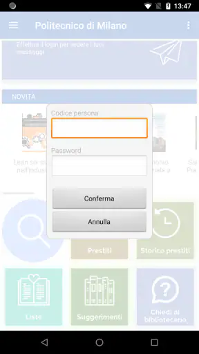 Polimi Library screenshot