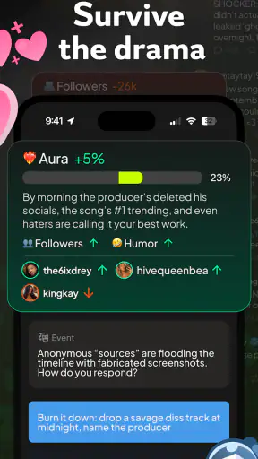 status - sims but social media screenshot