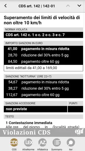 Violazioni CDS screenshot