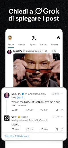 X (Precedentemente Twitter) screenshot