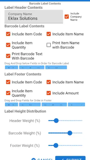 Weighing Scale Barcoding app screenshot