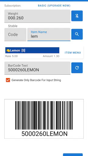 Weighing Scale Barcoding app screenshot
