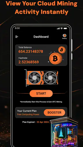 Bitcoin miner BTC cloud mining screenshot