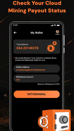 Bitcoin miner BTC cloud mining screenshot