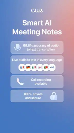 Cue - Smart AI Meeting Notes screenshot