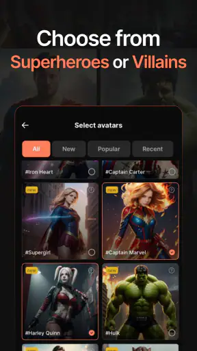 Mosaica AI avatars and filters screenshot