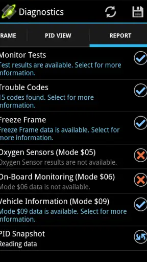 OBDLink (OBD car diagnostics) screenshot