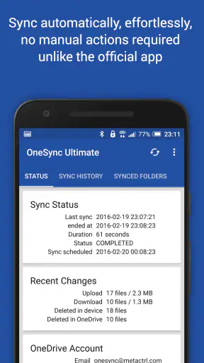 OneSync: Autosync for OneDrive screenshot