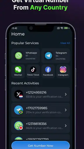 SMS 인증 가상전화번호 임시번호 SmsCode screenshot