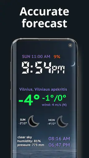 Weather Night Dock with clock screenshot