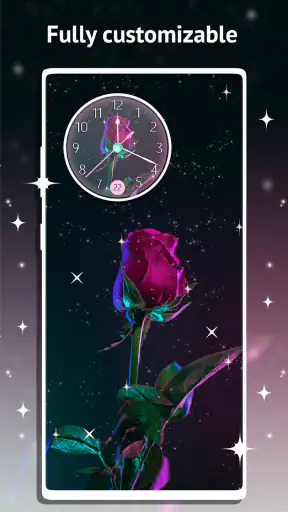 시계 라이브 배경 화면 – 장미 screenshot