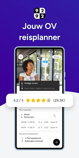 9292 reisplanner OV + e-ticket screenshot