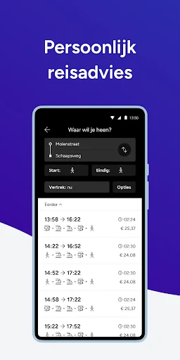 9292 reisplanner OV + e-ticket screenshot