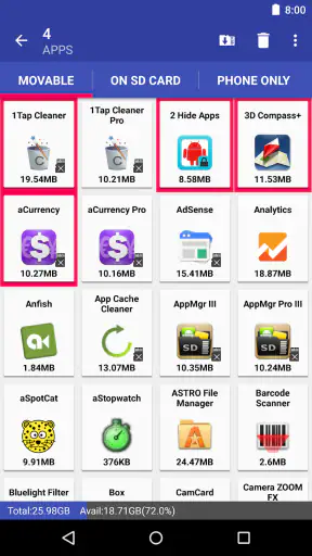 AppMgr Pro III (App 2 SD) screenshot
