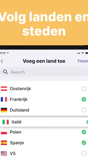 been: gemarkeerde landen screenshot
