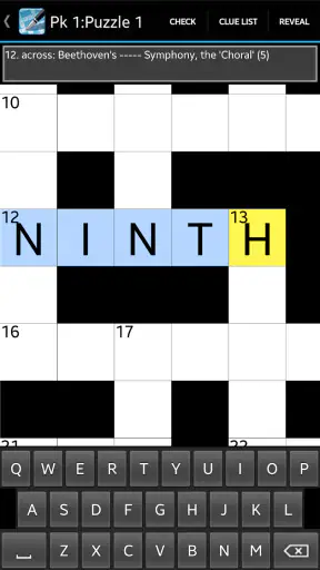 Crossword screenshot