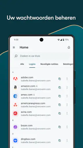 Dashlane-wachtwoordbeheerder screenshot