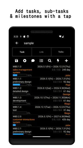 Gantt Chart – WBS Planner screenshot