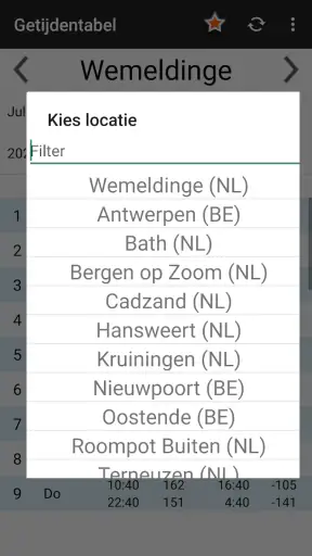 Getijdentabel screenshot