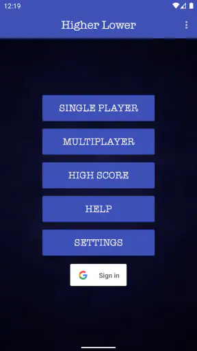 Higher Lower Card Game screenshot