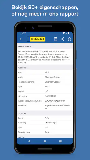 Kenteken Check screenshot