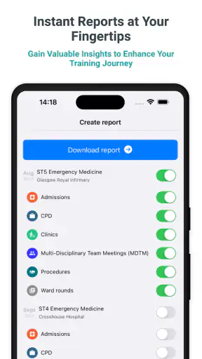 Medical and surgical logbook screenshot