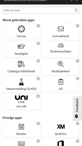 Mijn UvA screenshot