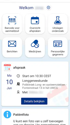mijnUMCG screenshot
