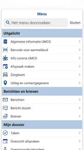 mijnUMCG screenshot