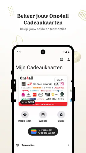 One4all cadeaukaarten screenshot
