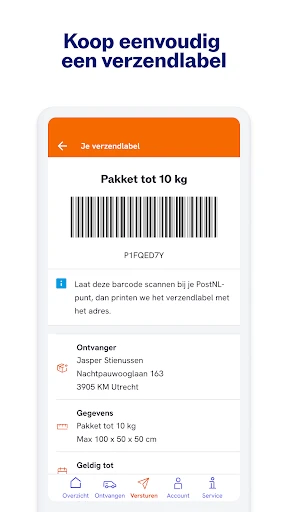 PostNL screenshot