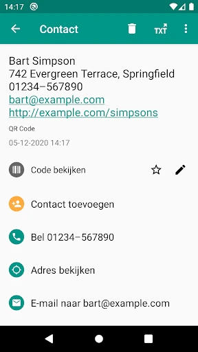 QR- en barcodescanner screenshot