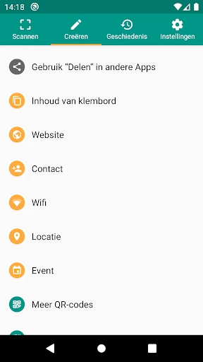 QR- en barcodescanner screenshot