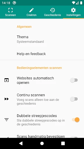QR- en barcodescanner screenshot