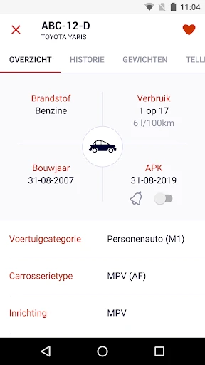 RDW Voertuig screenshot